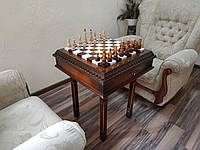 Шахматный стол на 4х ножках "Ombre Classic" с двумя ящиками для хранения фигур и классические шахматы
