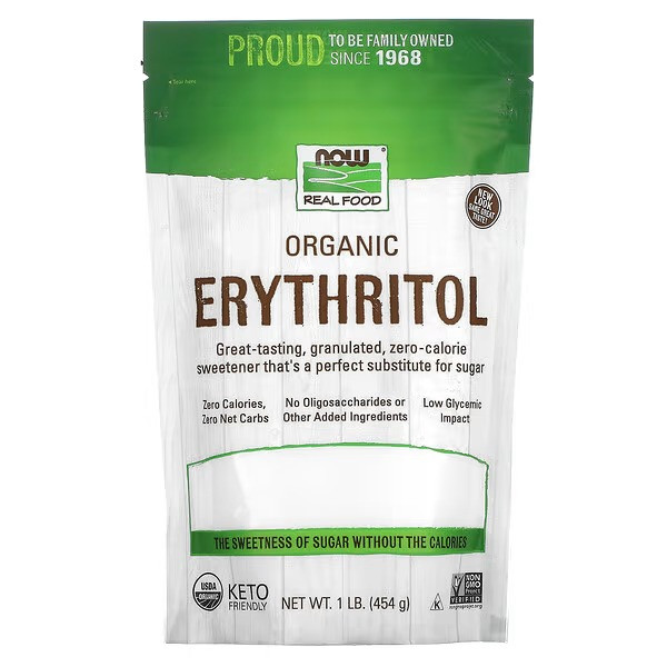 Эритритол  натуральний підсолоджувач Now Foods, Organic 454 гр.