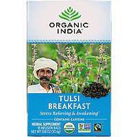 Organic India, Чай із базиліком Holy Basil, чай Breakfast Tea, 18 пакетиків для заварювання, 1,08 унції (30,6