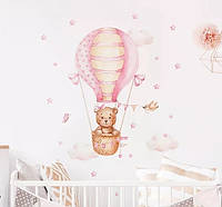 Декоративные наклейки для детского сада Мишка на розовом воздушном шаре (лист 40 х 60 см) Б156-14-1