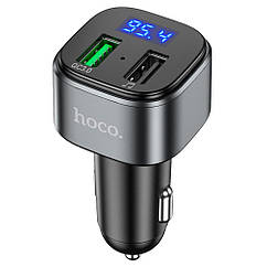 DR Автомобільний зарядний пристрій Hoco E67 2 USB QC 18 W з FM-модулятором сріблясто-чорний
