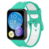 Силиконовый ремешок Primolux Perfor Classic для смарт-часов Huawei Watch Fit 2 - Mint&White