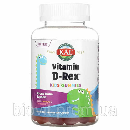 Витамин Д для детей (Kids Vitamin D-Rex Gummies) 60 жевательных конфет ...