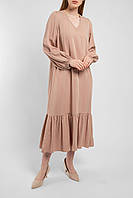 Платье женское котоновое однотонное миди бежевое Modna KAZKA MKAZ6328-3