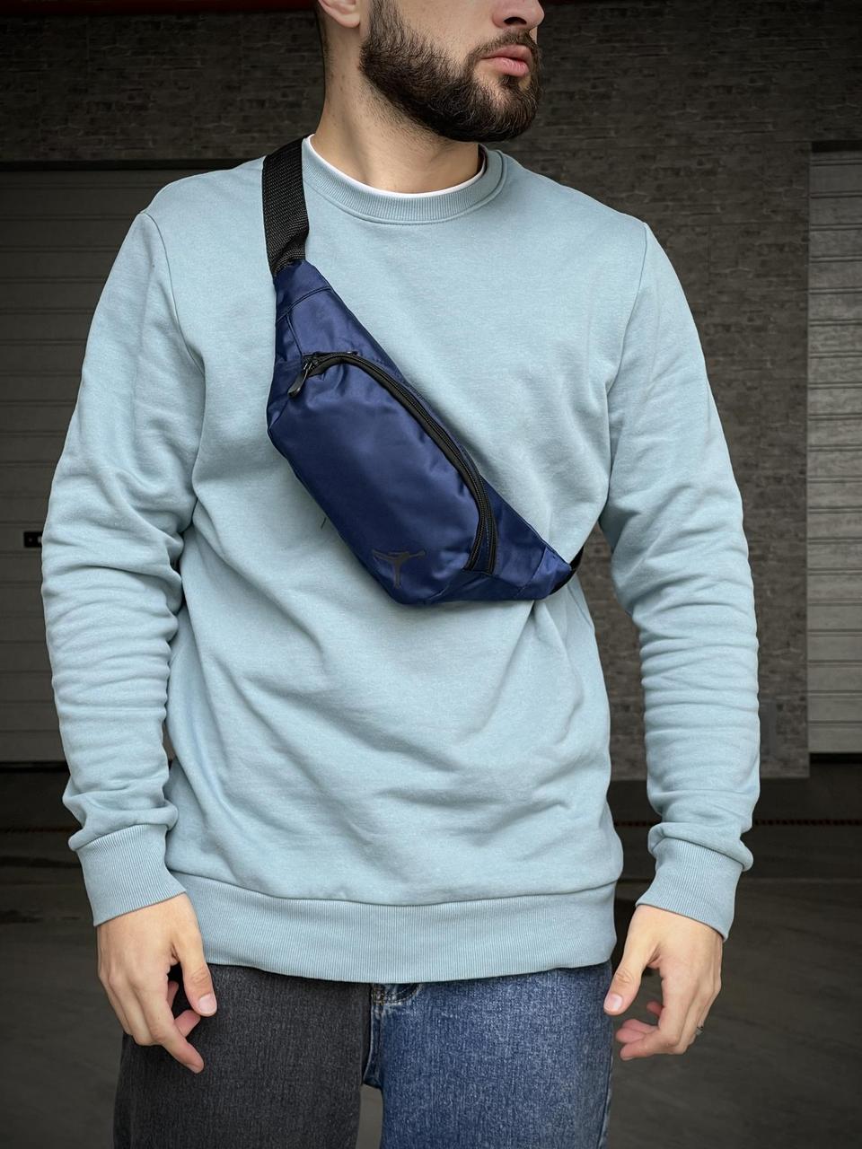 Купить Бананка Jordan мужская, поясная сумка джордан, через плечо синяя ...