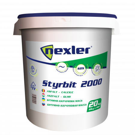 Бітумно-каучукова мастика на водній основі, клей для пінополістиролу NEXLER STYRBIT 2000 / Стирбіт 2000 уп. 20 кг