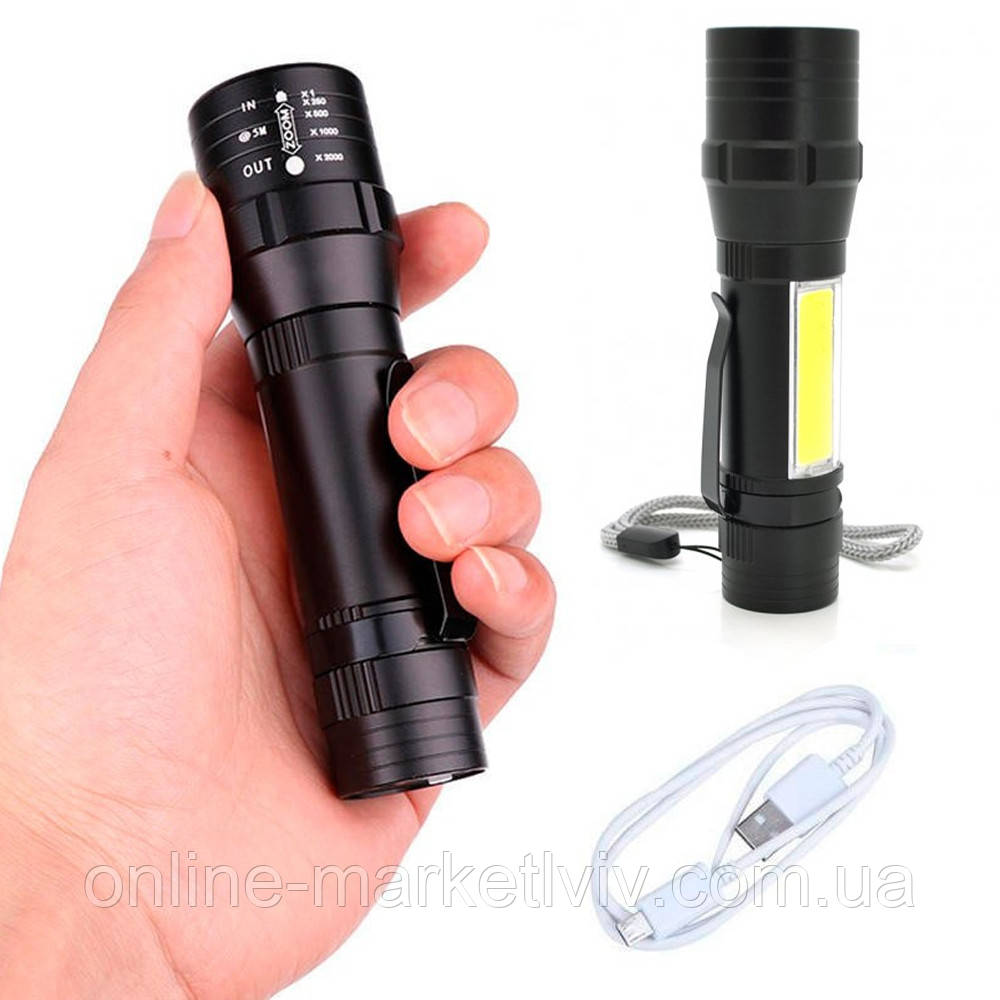 Тактичний ручний ліхтар із кріпленням BL 19 T6 / Акумуляторний ліхтарик / Світлодіодний ліхтарик, фото 1