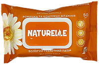 Туалетная бумага влажная с экстрактом ромашки и витаминами NATURELLE/ Sunvita, 50 шт. в упаковке с клапаном