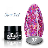 Star Gel Nice for you 07 фиолетовый голографик 5 г