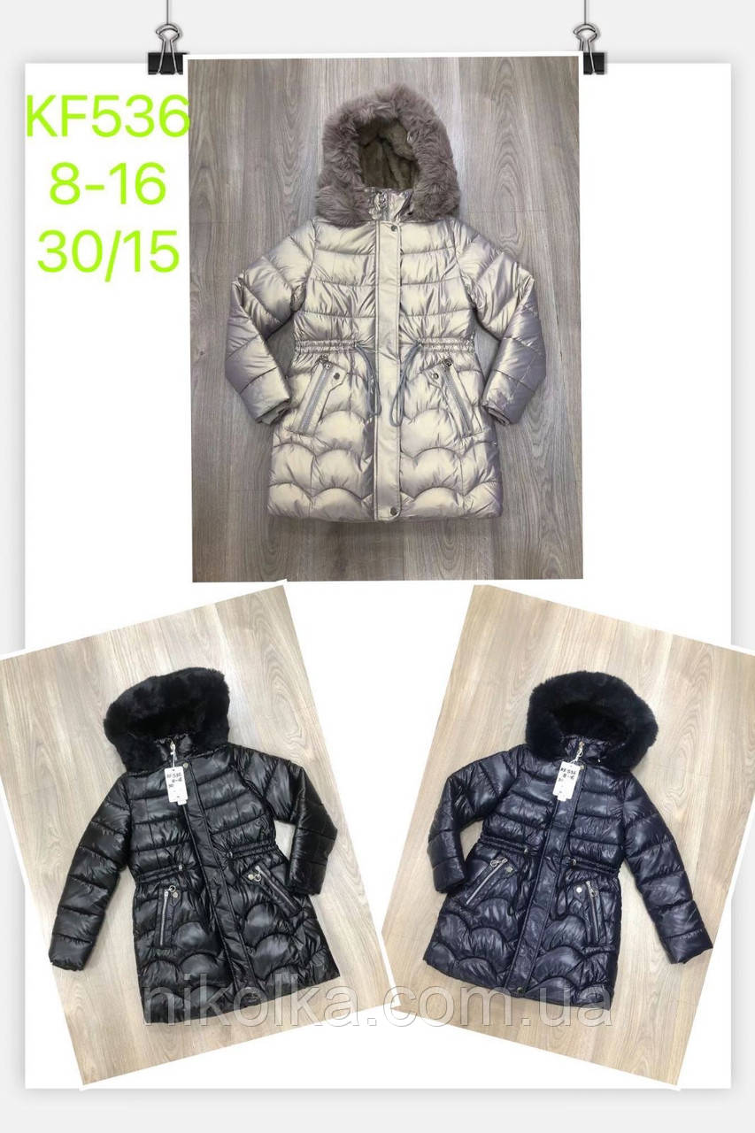 Куртки утеплені для дівчаток оптом, S&D, 8-16 років, арт. KF-536, фото 1
