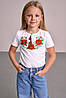 Трикотажна футболка з вишивкою для дівчинки "Маки-ромашки", фото 6
