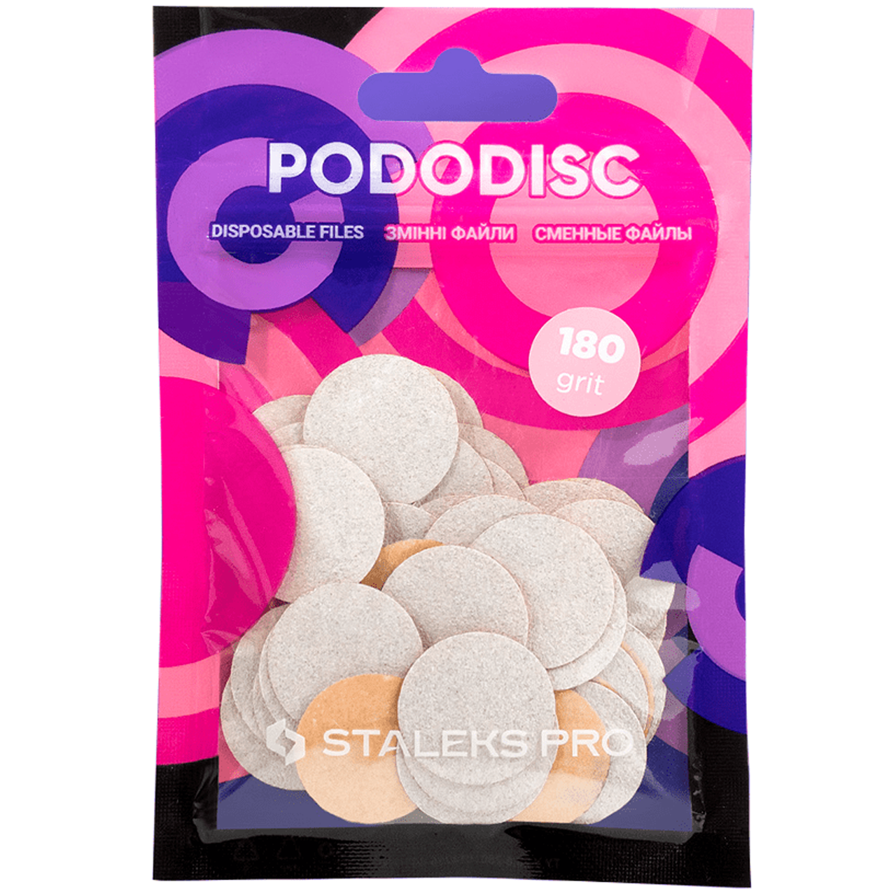 Змінні файли для педикюрного диска Pododisc Staleks Pro M 180 гритів 50 шт., білі