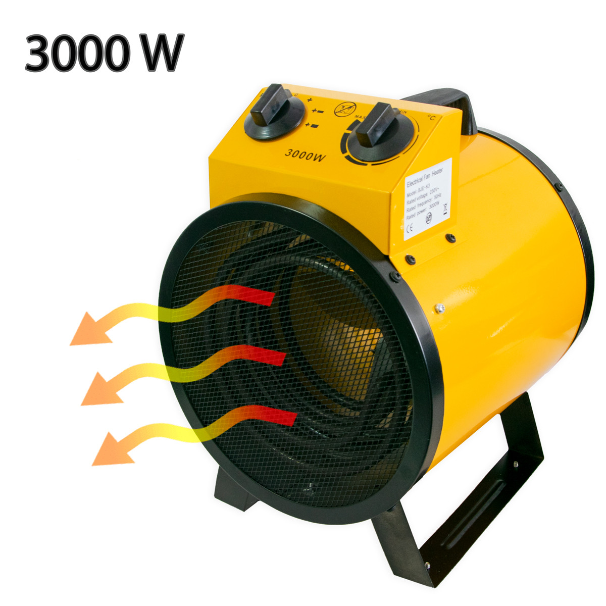 Теплова гармата "Industrial Fan Heater BJE-K3" 3000W Жовта, електричний обігрівач тепловентилятор (теплопушка)