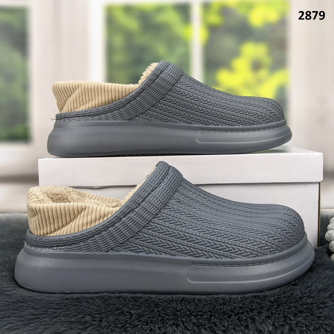 Калоші без задника сабо на хутрі жіночі Dago Style сірі 2879, фото 1