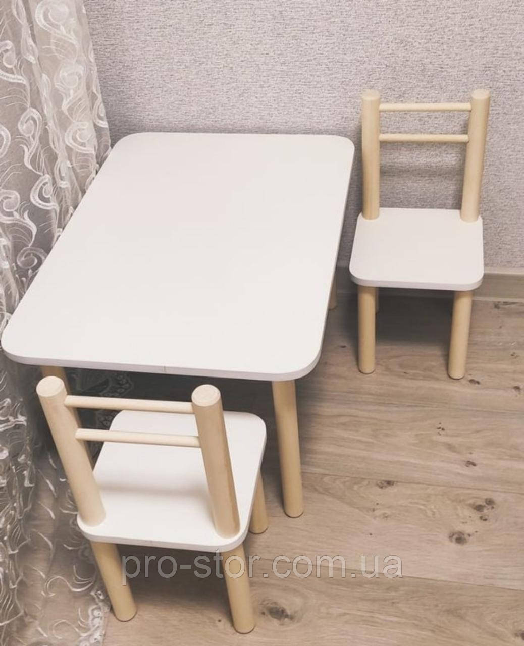 Дитячий столик і стільці дерева і ЛДСП від виробника стілець-стол стіл і стільці для дітей білий У1335