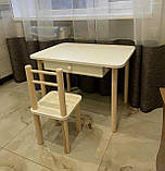 Дитячий столик і стільці дерева і ЛДСП від виробника стілець-стол стіл і стільці для дітей білий У1335, фото 5