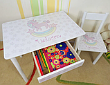 Дитячий столик і стільчик від виробника Дерево та МДФ 2-7 років стіл і стілець Біла Україна, фото 8