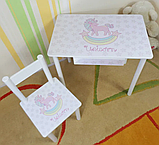 Дитячий столик і стільчик від виробника Дерево та МДФ 2-7 років стіл і стілець Біла Україна, фото 9