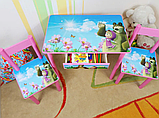 Дитячий столик і стільчик від виробника Україна Дерево та МДФ 2-7 років стіл і стілець Маша та Ведмідь, фото 3