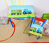 Дитячий столик і стільчик від виробника Україна Дерево та МДФ 2-7 років Синій Трактор стіл і стілець, фото 5