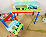 Дитячий столик і стільчик від виробника Україна Дерево та МДФ 2-7 років Синій Трактор стіл і стілець, фото 7