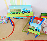 Дитячий столик і стільчик від виробника Україна Дерево та МДФ 2-7 років Синій Трактор стіл і стілець, фото 8