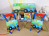 Дитячий столик і стільчик від виробника Україна Дерево та МДФ 2-7 років Синій Трактор стіл і стілець, фото 9