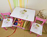 Дитячий столик і стільчик від виробника Україна Дерево та МДФ 2-7 років стіл і стілець Принцеса Замок, фото 3