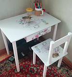 Дитячий столик і стільчик від виробника Україна Дерево та МДФ 2-7 років стіл і стілець Принцеса Замок, фото 4