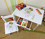 Дитячий столик і стільчик від виробника Україна Дерево та МДФ 2-7 років стіл і стілець Принцеса Замок, фото 9