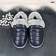 Капці чуні дитячі еко шкіра сині з хутряною підкладкою 1812, фото 2