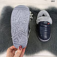 Капці чуні дитячі еко шкіра сині з хутряною підкладкою 1812, фото 5
