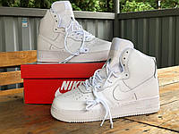 Мужские кроссовки Nike Air Force высокие кожаные, осенние кроссовки найк аир форс белые, эир форс, найки форсы