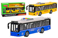 Автобус 7948AB "АВТОПРОМ",2 кольори, відкриваються двері, світло, звук, в коробці 32*11*16.5 см