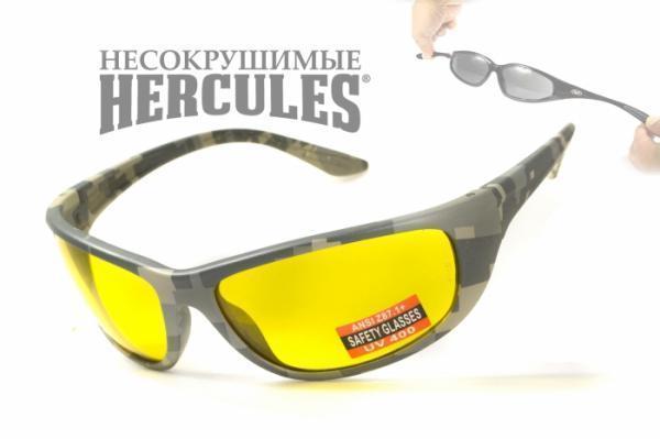 Окуляри захисні Global Vision Hercules-6 Digital Camo (yellow) жовті в камуфльованій оправі