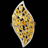 Приголомшливий срібний перстень з цитринами "Царська печатка", розмір 18,7 від студії LadyStyle.Biz