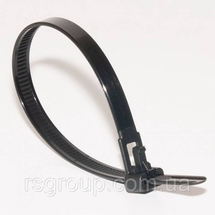 Кабельна стяжка багаторазова 8х150 (7.6*150 мм) чорна (1пач -100шт.)