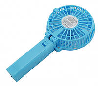 Ручной вентилятор аккумуляторный мини с ручкой USB диаметр 10см Handy Mini Fan голубойовый! Best