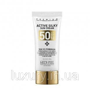 Medi-Peel Сонцезахисний крем з комплексом пептидів і шовку Active Silky Sun Cream SPF50 +/PA +++ 50ml, фото 1