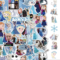 Наклейки виниловые Холодное сердце FROZEN Takara Tomy на предметы набор 50 шт.