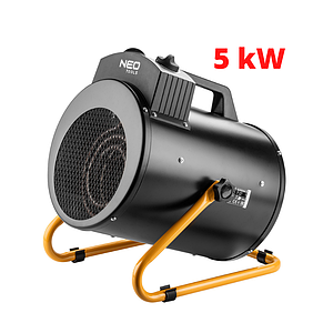 Теплова гармата електрична Neo Tools 5кВт 100м кв 366м куб/год 380В нагрів. елемент - нерж. сталь IPX4 чорний