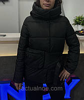 Куртка женская демисезонная с капюшоном чёрная