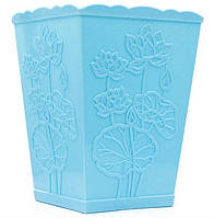 Подставка для пилочек и кистей для принадлежностей пластик квадратная цветы голубой
