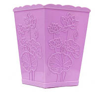 Подставка для пилочек и кистей для принадлежностей пластик квадратная цветы фиолетовый