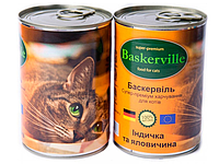 Baskerville Индейка с говядиной консервы для кошек 400 г