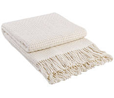 Плед вовняний Love You Рогожка молочний 140x200 см м’який теплий для дому та спальні (4160)