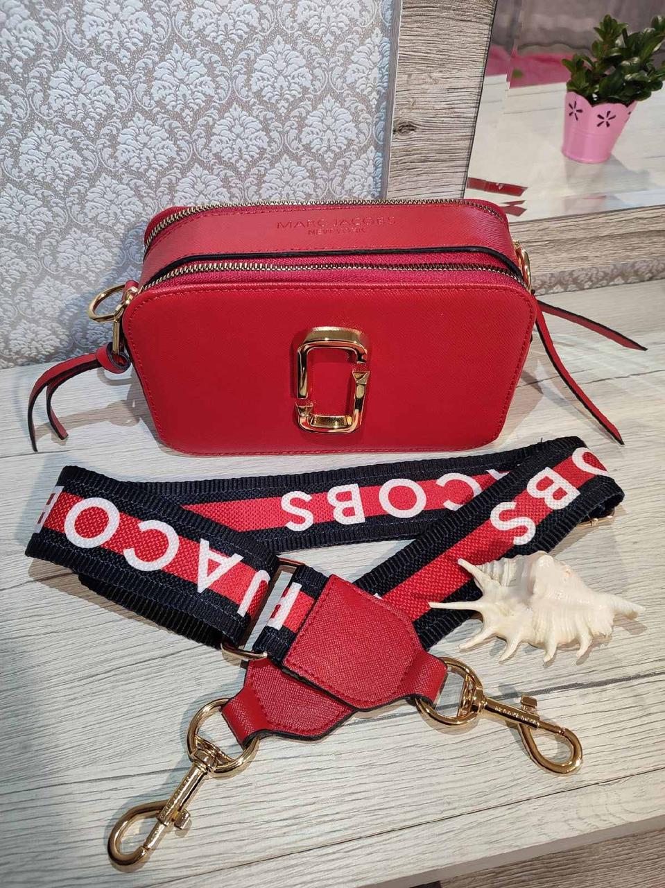 Жіноча сумка Marc Jacobs червоний, тканинний ремінь 21*13 см, 931014, фото 1