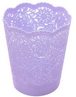 Подставка для пилочек и кистей для принадлежностей пластик круглая ажур фиолетовый 11,5 см