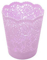 Подставка для пилочек и кистей для принадлежностей пластик круглая ажур розовый 11,5 см