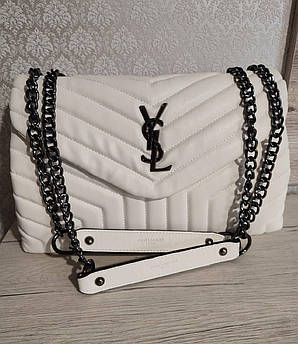 Жіноча сумка YSL на ланцюжку, 34*22*13см, біла, 931022